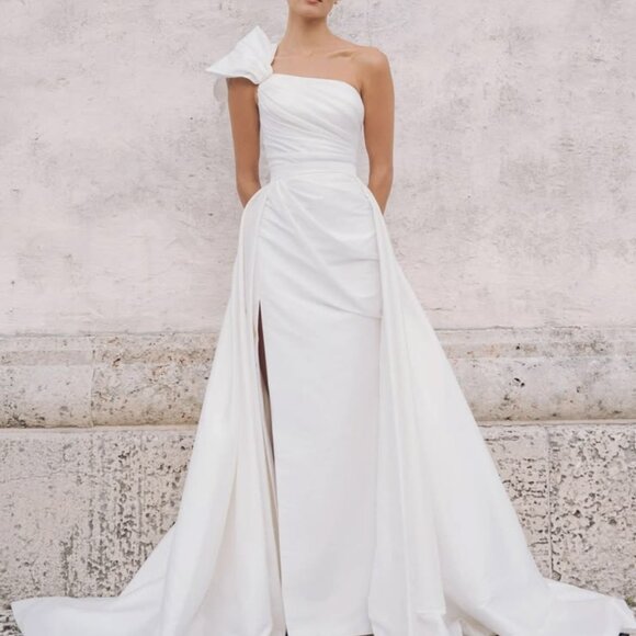 Jenny Yoo Isla Gown with Overskirt Size 10 NEW Taffeta - Picture 13 of 16